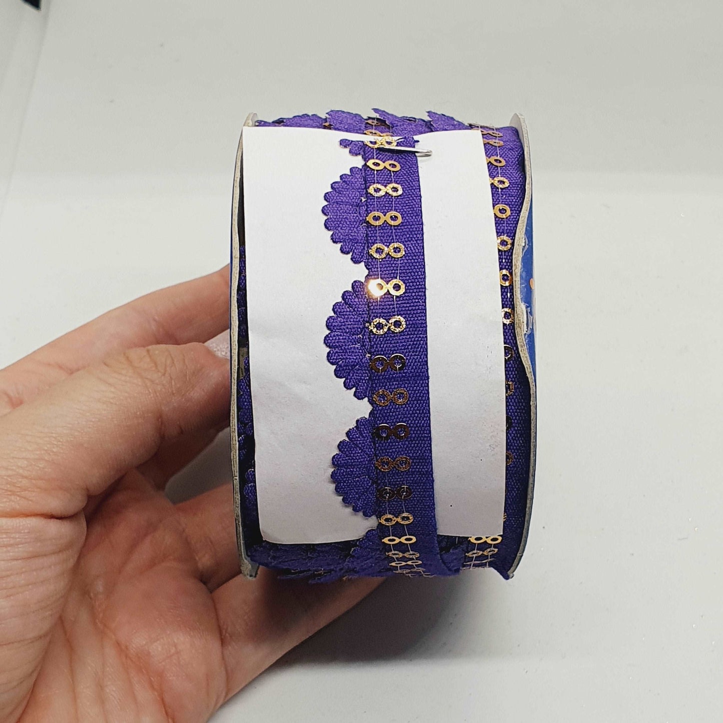 1m purple sequin Indian trim satin ribbon braid 15mm