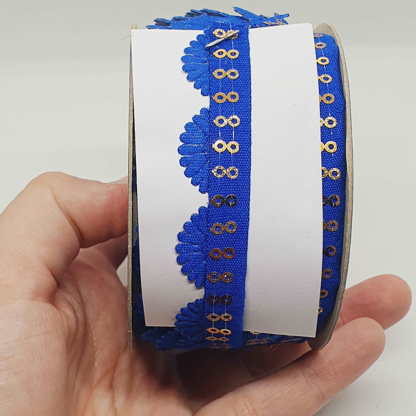 1m blue sequin Indian trim satin ribbon braid 15mm