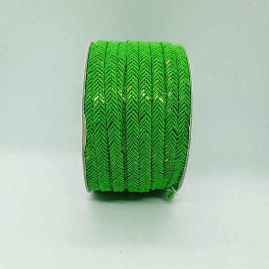 1m 5mm leaf green gold embroidered trim braid