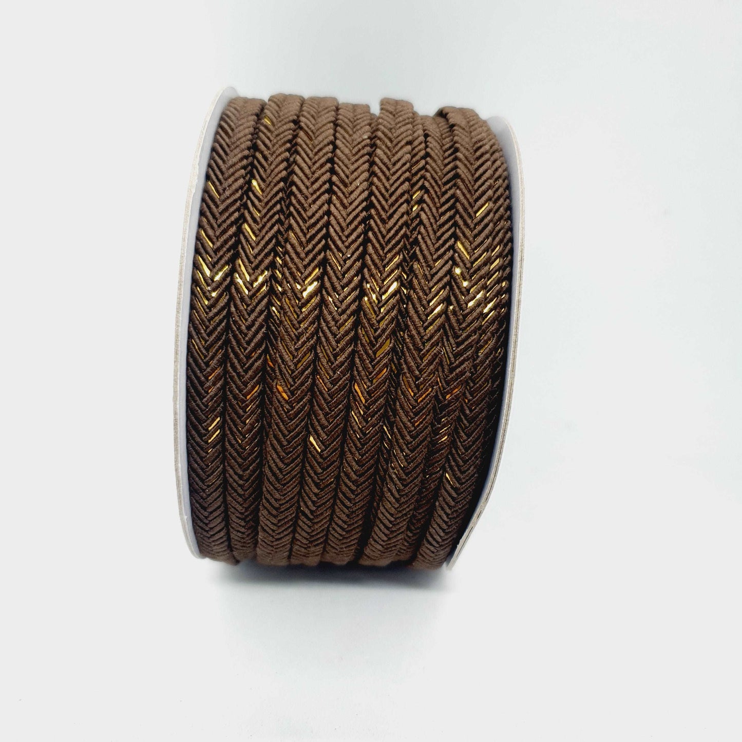 1m 5mm chocolate brown gold embroidered trim braid