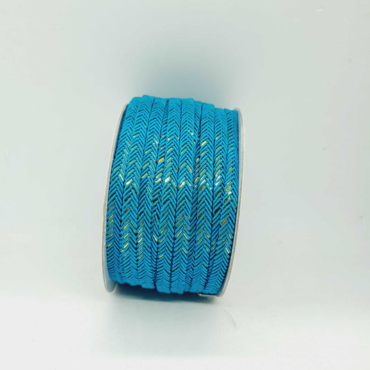 1m 5mm turquoise blue gold embroidered trim braid