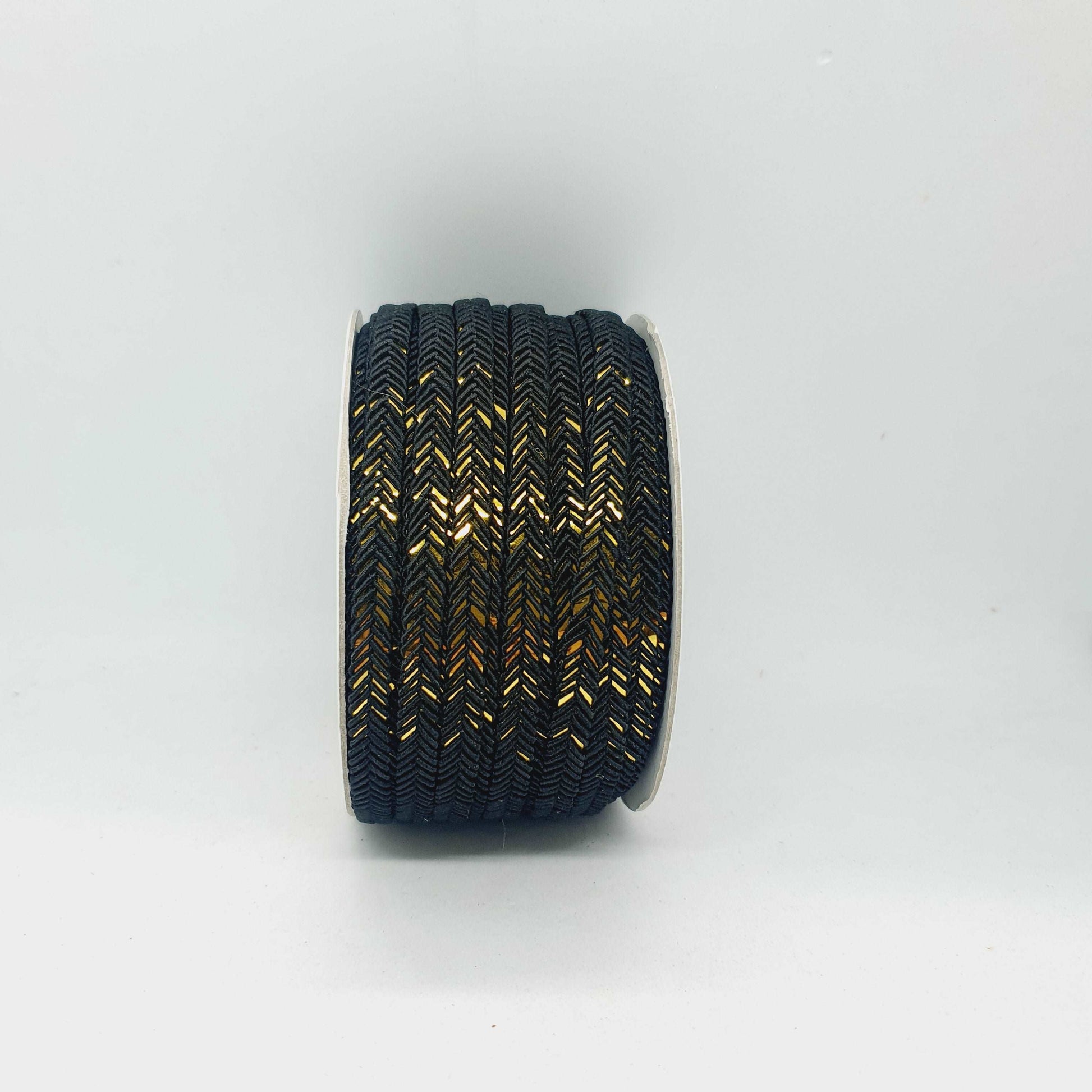 1m 5mm black gold embroidered trim braid