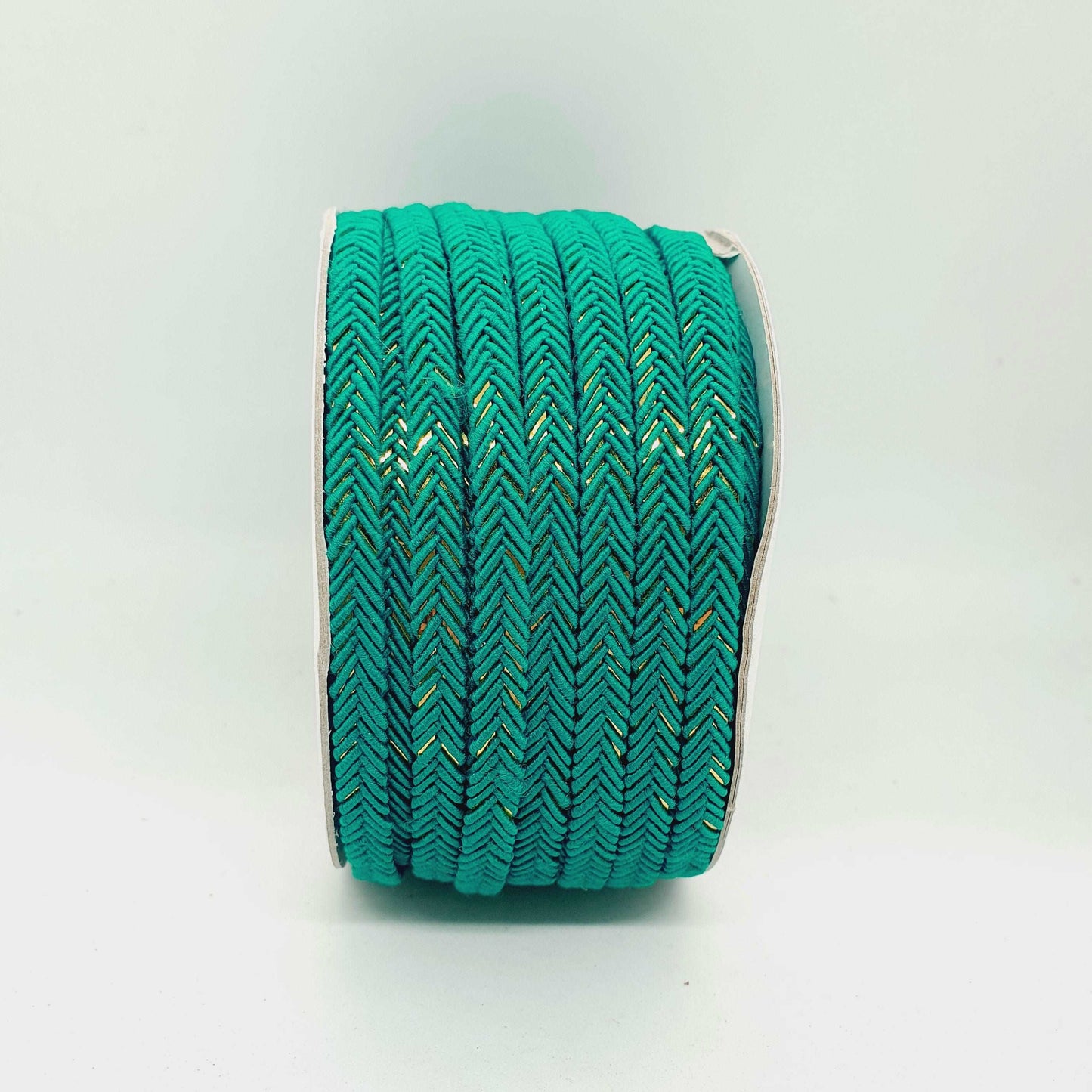 1m 5mm teal green gold embroidered trim braid