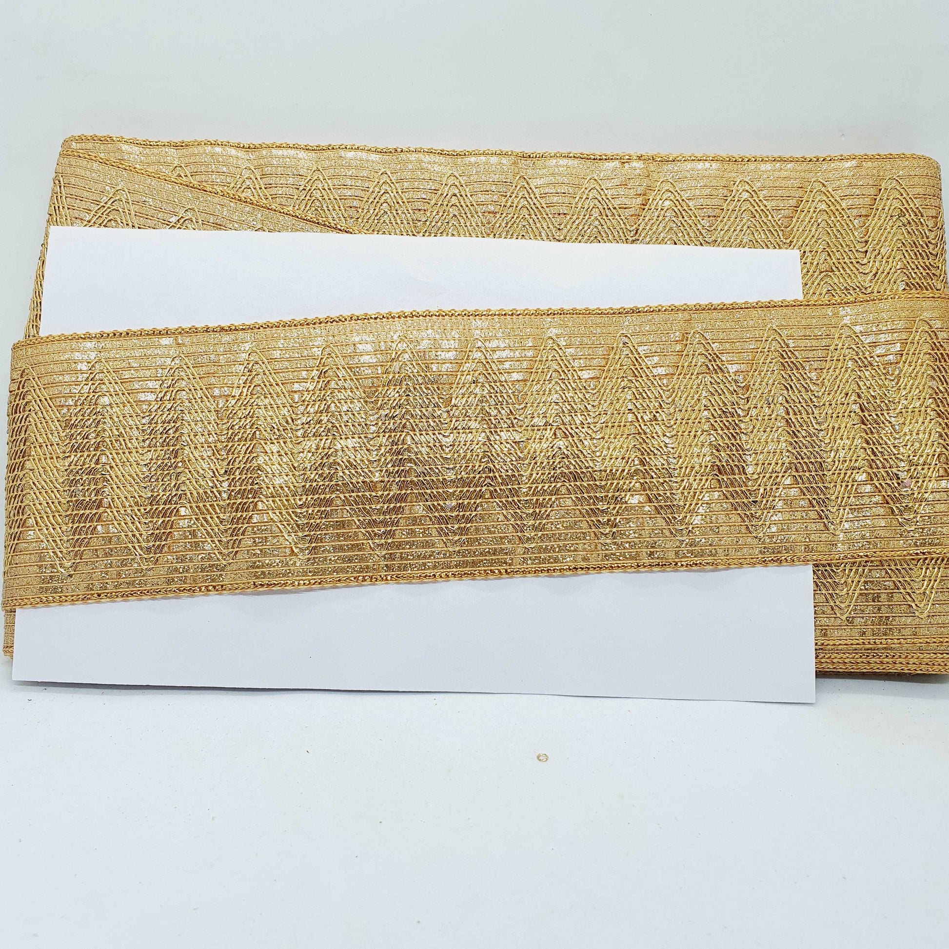 1m 75mm gold embroidered Indian ribbon braid trimming