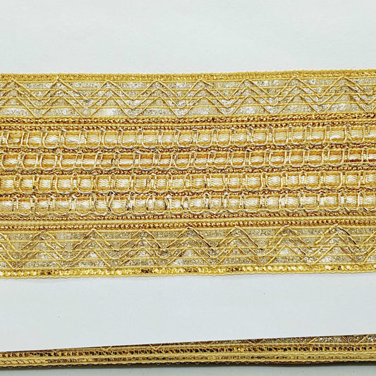 1m 70mm gold embroidered Indian ribbon braid trimming