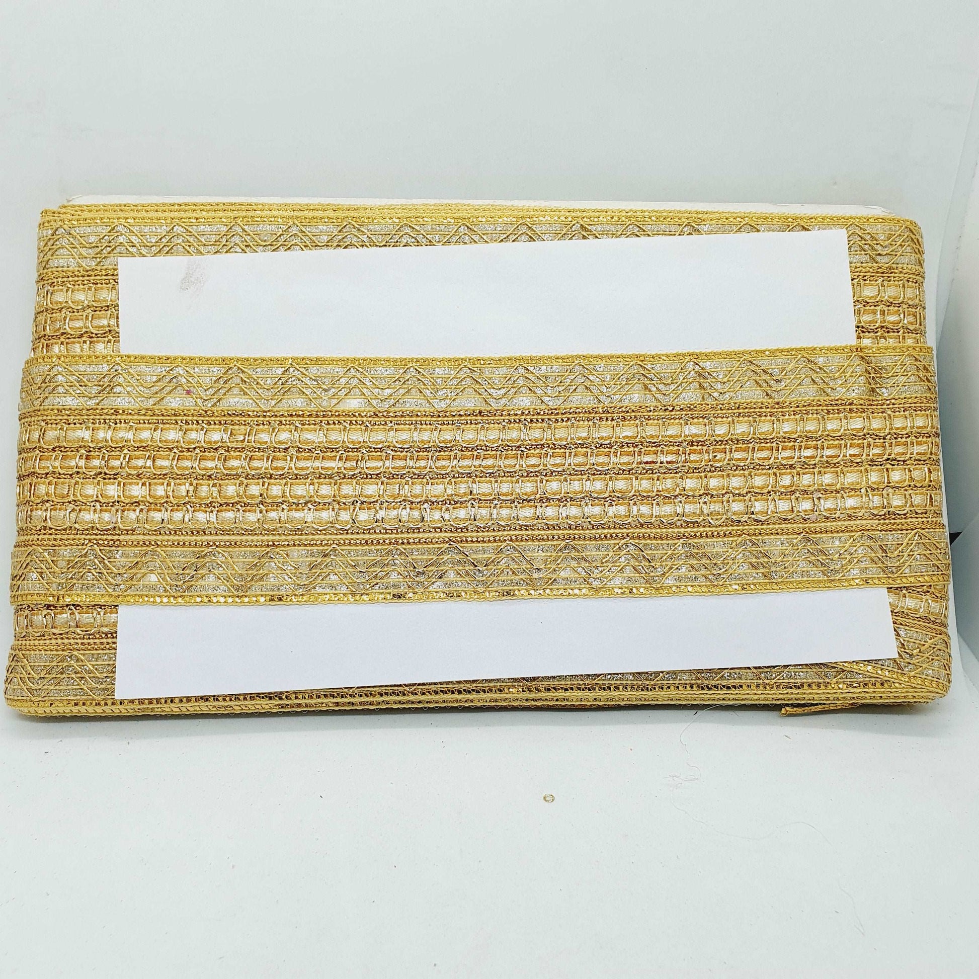 1m 70mm gold embroidered Indian ribbon braid trimming