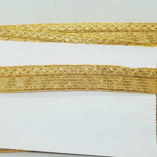 1m 30mm gold embroidered Indian ribbon braid trimming