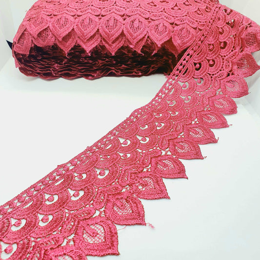 1m 8.5cm coral guipure venise embroidered lace trim