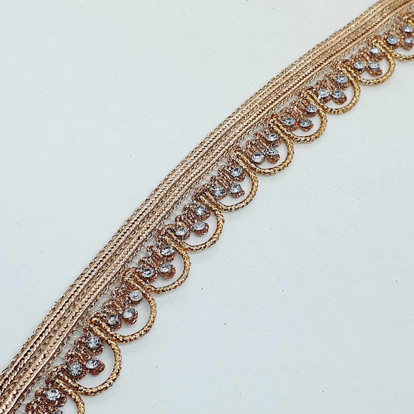 22mm gold rhinestone crystal sequin ribbon trim lace braid