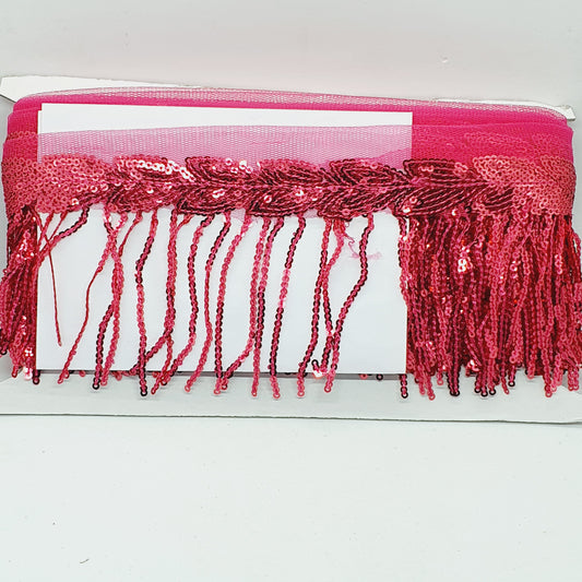 10cm drop pink sequin fringe fringing