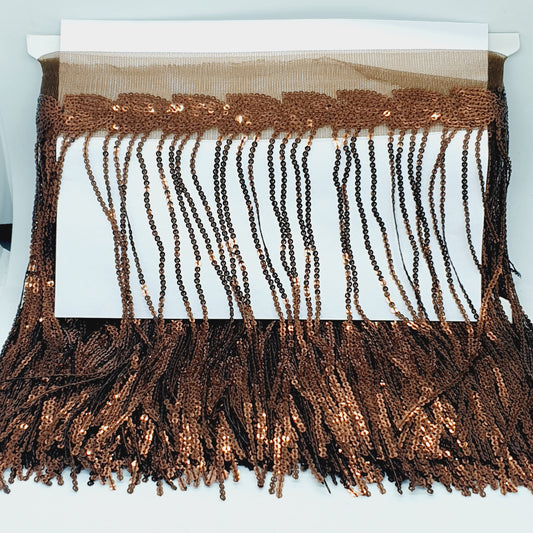 20cm drop brown sequin fringe fringing