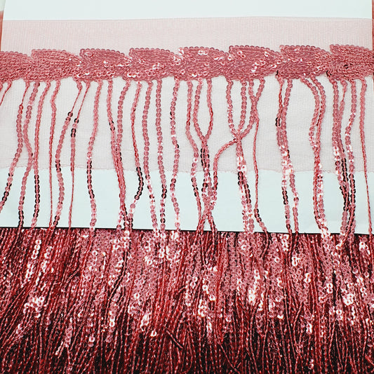 20cm drop pink sequin fringe fringing