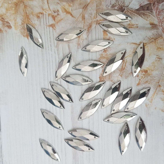 10x 20mm silver acrylic sew on rhinestone gem horse eye