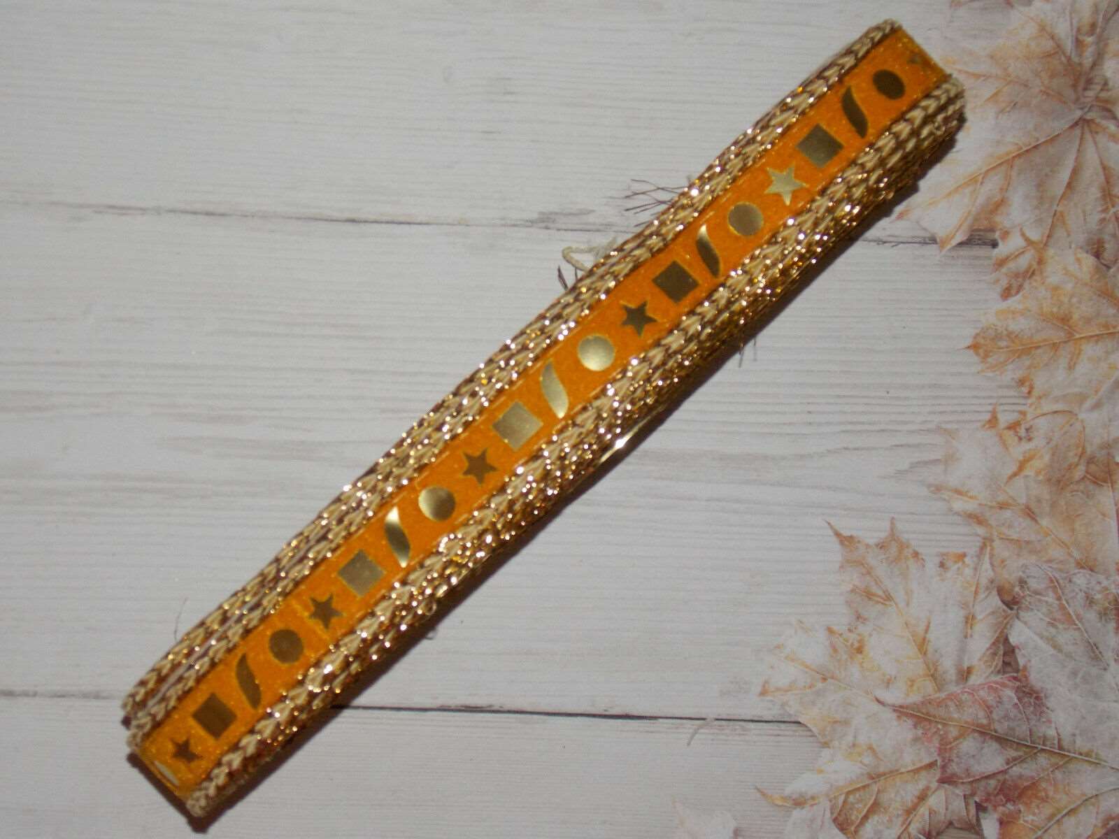 1m YELLOW shisha foil mirror indian embroidered velvet ribbon 23mm