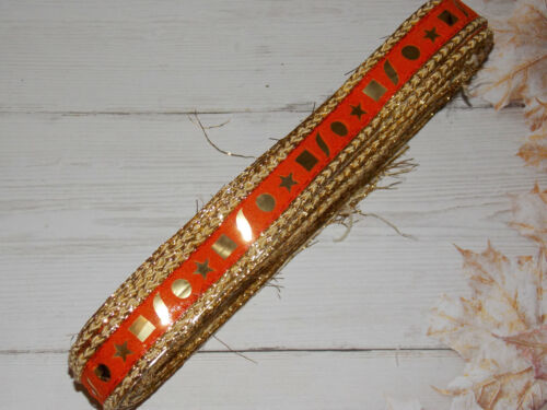 1m orange shisha foil mirror indian embroidered velvet ribbon 23mm