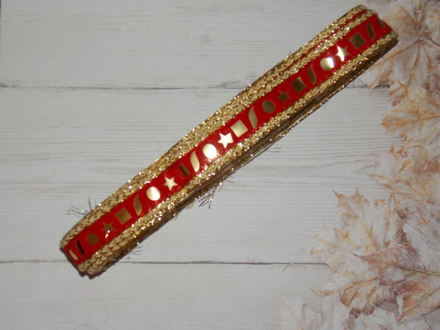 1m red shisha foil mirror indian embroidered velvet ribbon 23mm