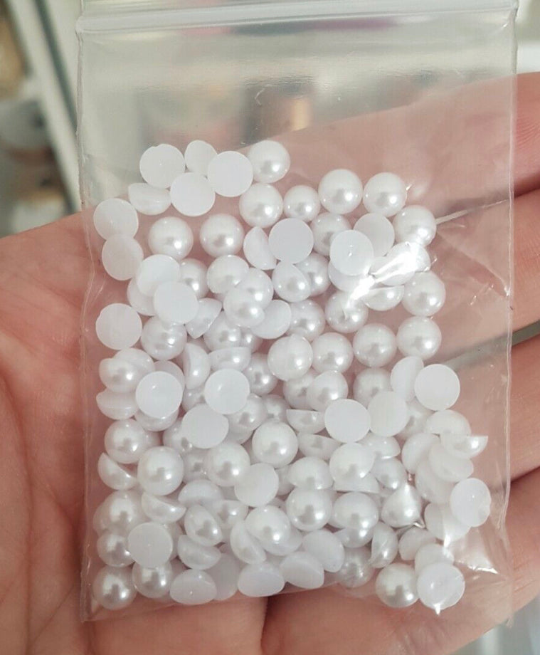 12g 7mm glue on half pearl jewel gems white