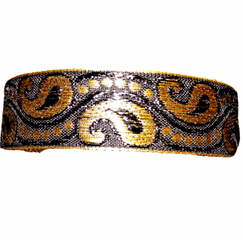 1m 25mm Black & gold jacquard embroidered ribbon