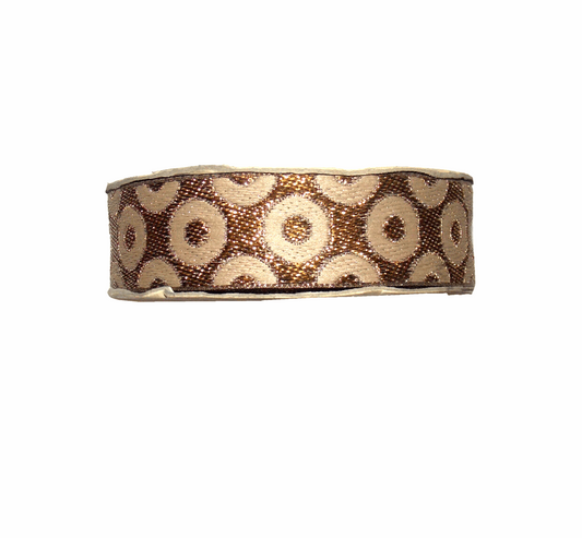 1m 27mm DOTTY beige antique gold  jacquard embroidered ribbon