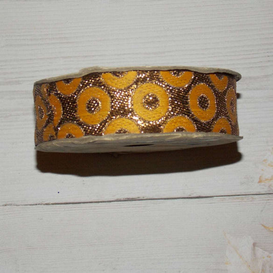 1m 27mm DOTTY yellow antique gold  jacquard embroidered ribbon