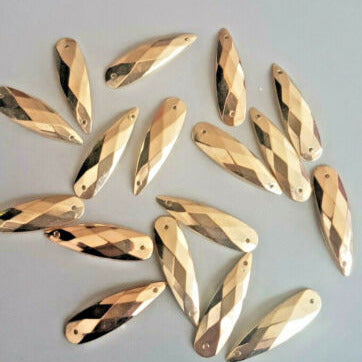 10x 28mm gold acrylic sew on rhinestone gem pear drop