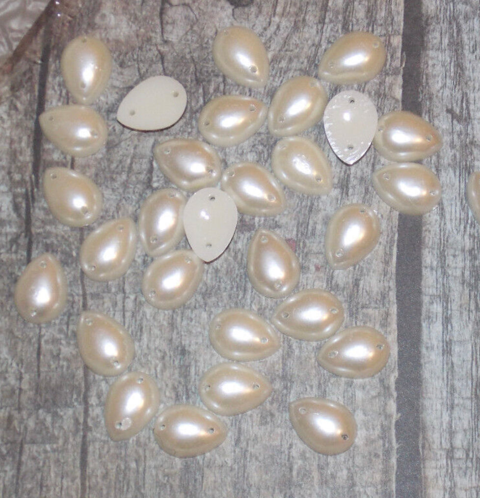 18mm x 13mm tear drop sew on half pearl jewel gems