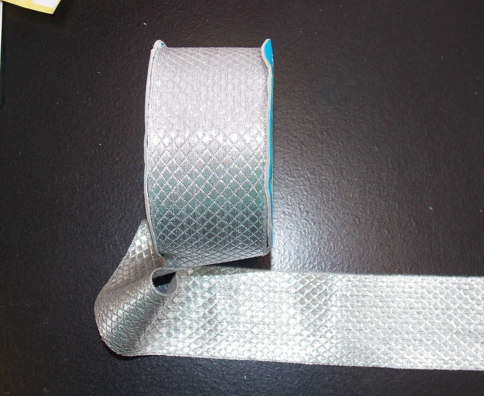 1m 50mm silver jacquard embroidered ribbon LIGHT WEIGHT lame