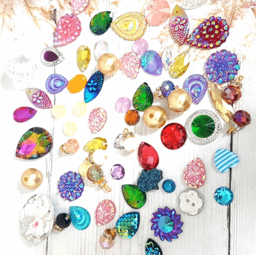 50x mixed acrylic sew on rhinestone gem