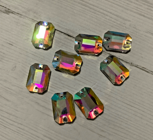 1x 18mm clear AB sew on glass crystal gem