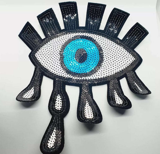 1x Turkish evil eye/ nazar sequin applique HOT-FIX