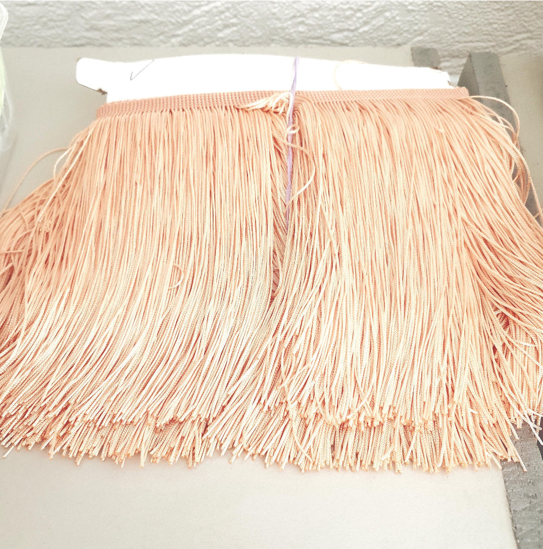 15cm drop light peach polyester silk fringe fringing