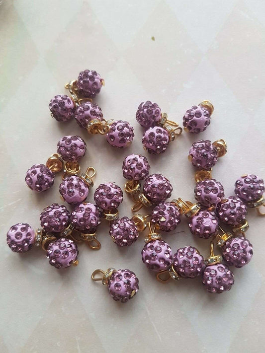 5x 15mm LILAC shamballa bead crystal gem dress button rhinestone