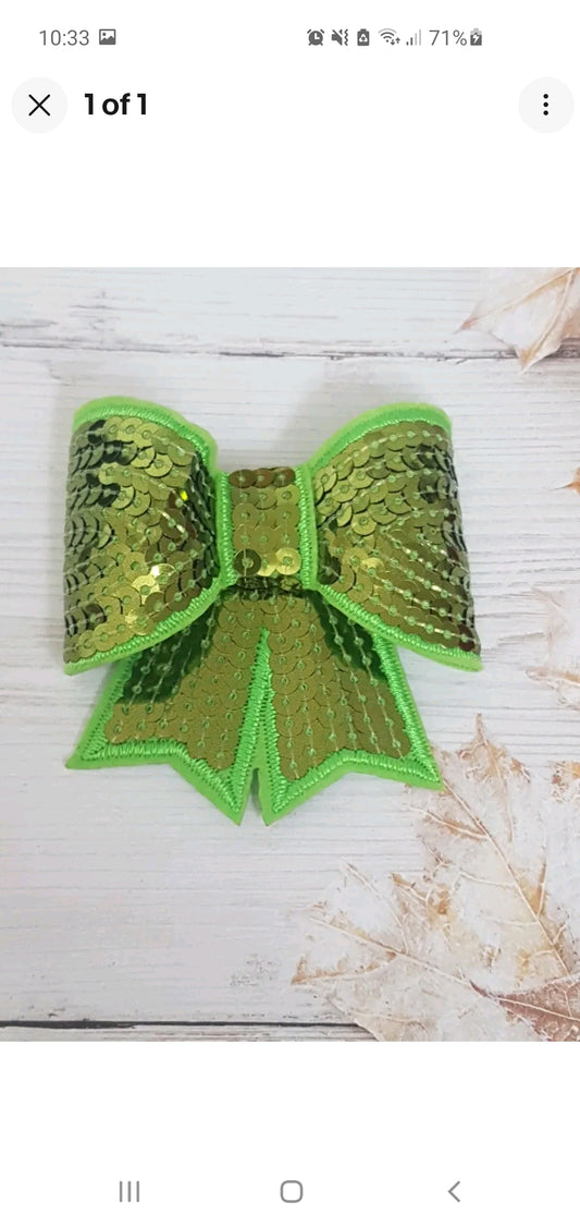 lime green 3D bow hotfix iron on applique