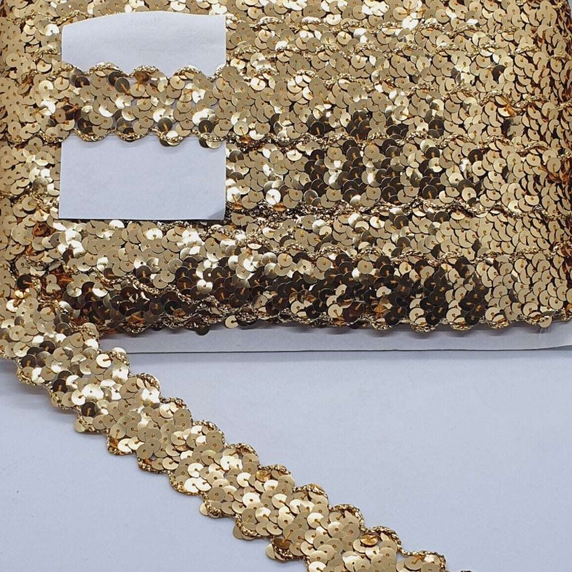 1m gold sequin wave edge braid trimming ribbon 30mm