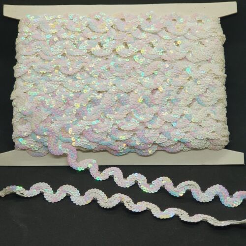 1m white AB sequin Ric rac wave braid trimming ribbon 20mm