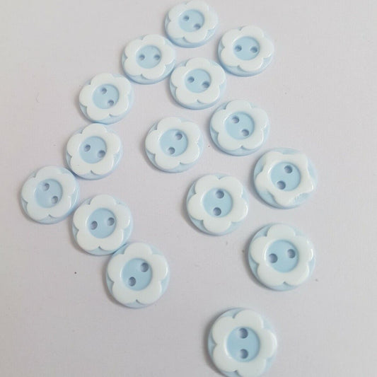 5x 12mm jacket coat shirt blue white flower sew on BABY button