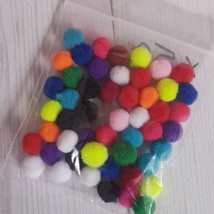 Bag Of Craft Pom Poms SMALL 1cm ~50 kids arts & crafts trimming sewing