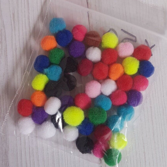 Bag Of Craft Pom Poms MEDIUM 12mm ~50 kids arts & crafts trimming sewing