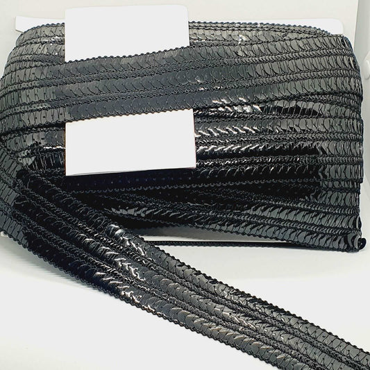 1m black sequin braid trimming ribbon 4.5cm