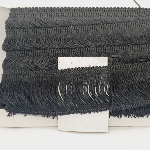 1m x 5cm drop black silk fringe fringing