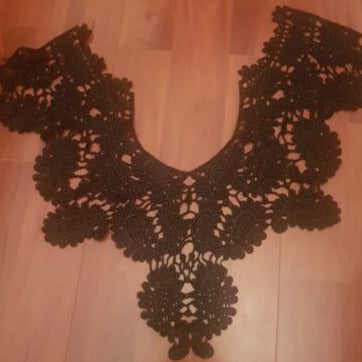 1x black embroidered net applique patch/ collar/ neckline