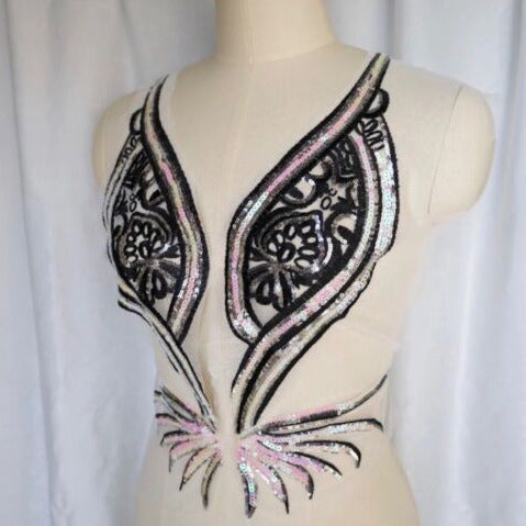 1x pair of sequin applique patch/ collar/ neckline