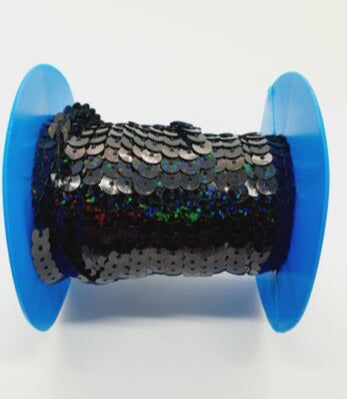 2m Black Hologram 6mm strung sequin