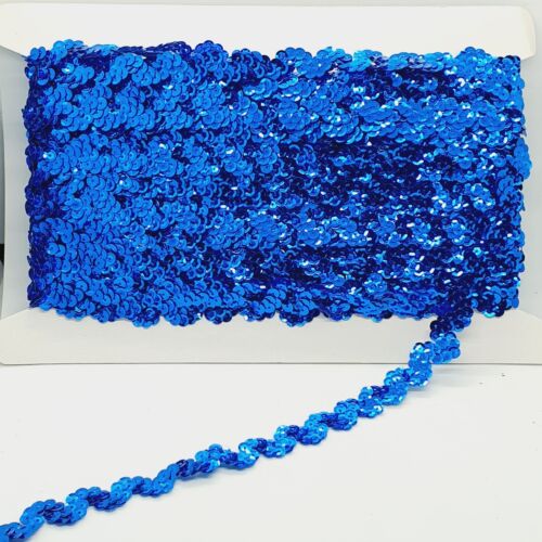 1m blue sequin Ric rac wave braid trimming ribbon 18mm