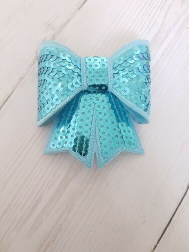 Blue 3D bow hotfix iron on applique