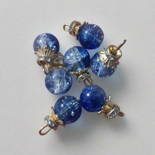 5x 15mm galaxy blue & clear button bead/ sew on rhinestone