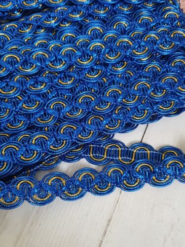 22mm metallic royal blue multi ricrac BRAID embroidered ribbon applique trimming