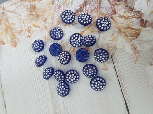 10x blue 13mm fancy plastic crystal shamballa button