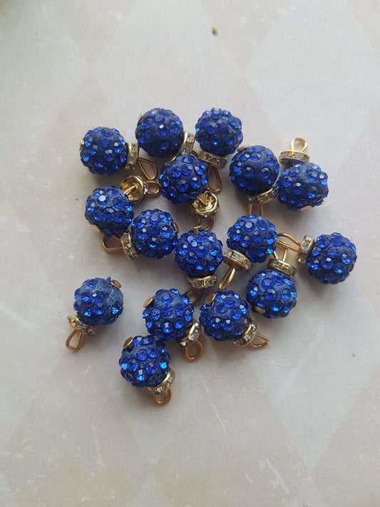 5x 15mm blue shamballa bead crystal gem dress button rhinestone