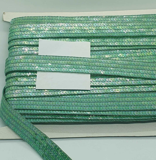 1m apple green AB sequin braid trimming ribbon 22mm